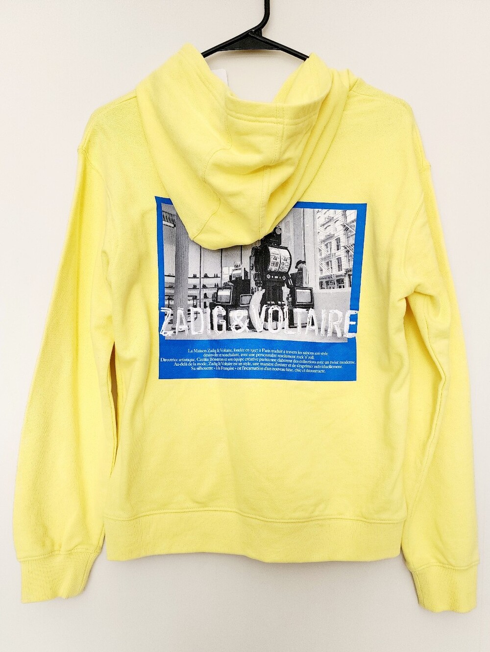 Zadig & Voltaire Kids Yellow Hoodie with Blue Graphic Back Size 14Y NEW
